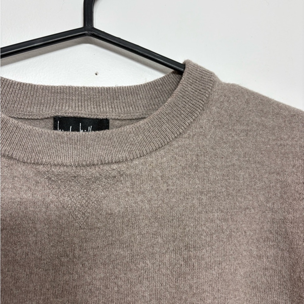 Nicole Miller 100% Extra Fine Merino Wool Sweater Beige Drawstring Hem Soft Knit - Picture 5 of 7
